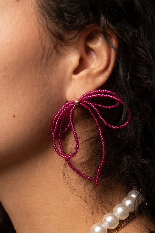 Pink Bow Earrings