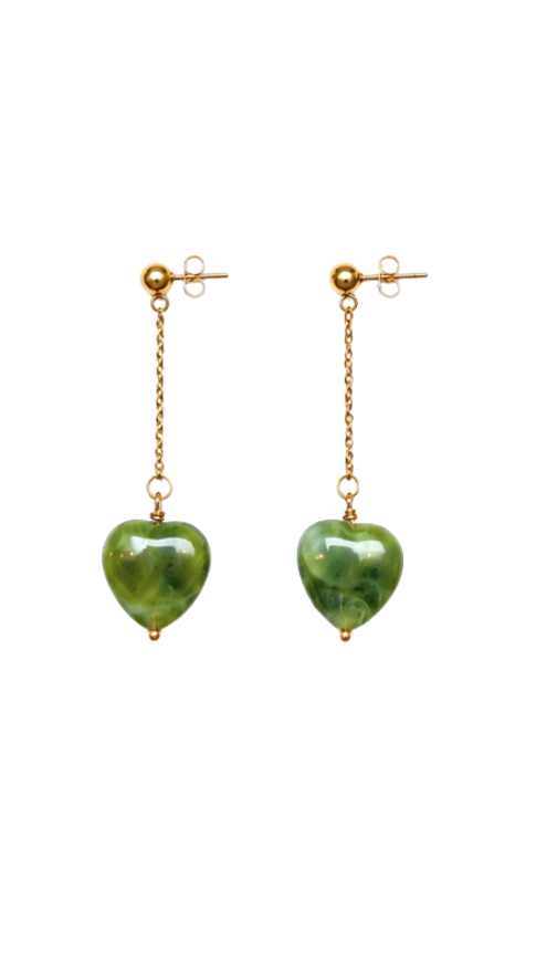 Lime Heart Earrings