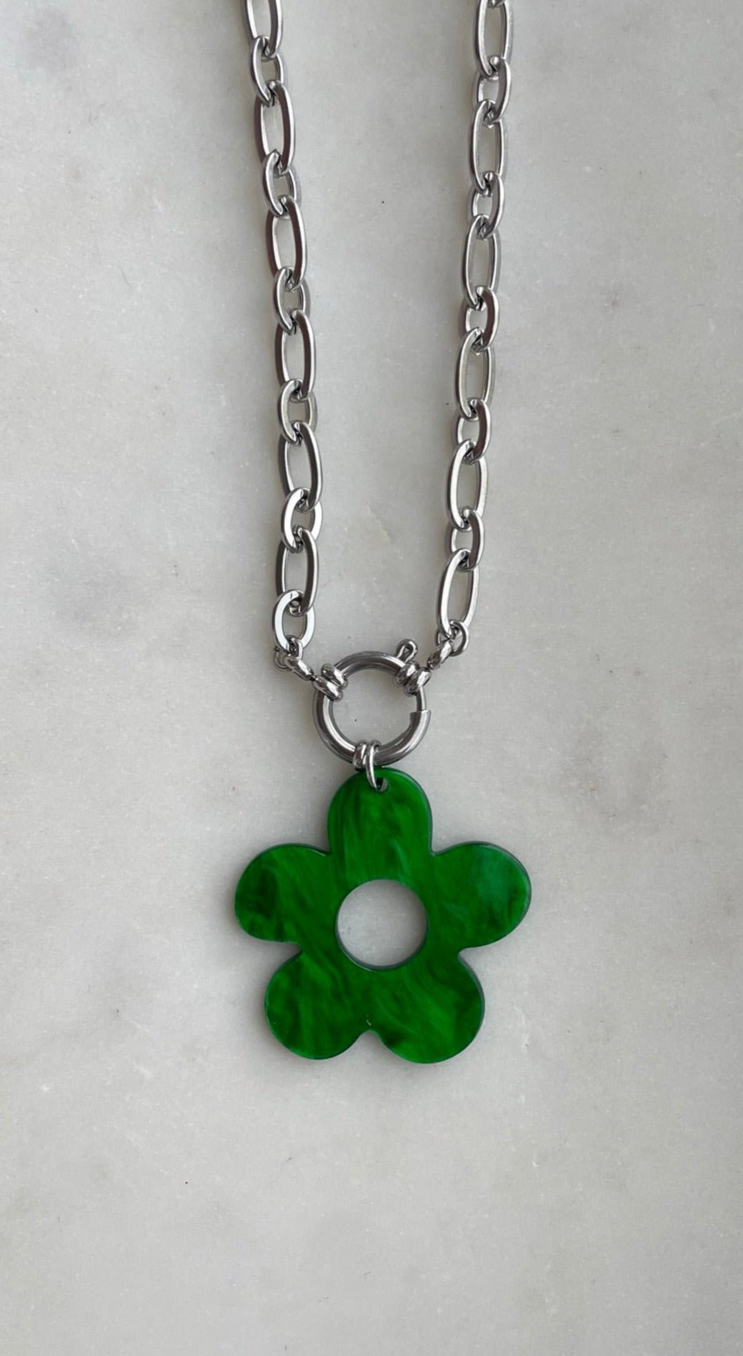 Green Flower Statement Necklace - Atelier Tú